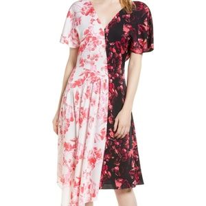 Lewit Floral Double Print Silk Dress